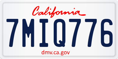 CA license plate 7MIQ776