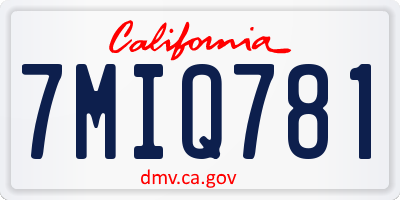CA license plate 7MIQ781