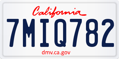 CA license plate 7MIQ782