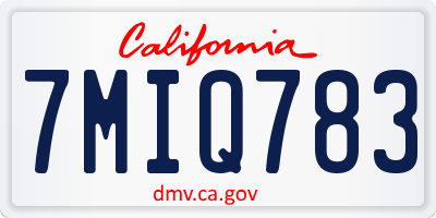 CA license plate 7MIQ783