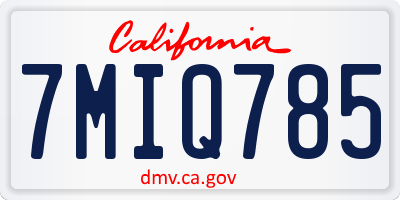 CA license plate 7MIQ785