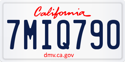CA license plate 7MIQ790