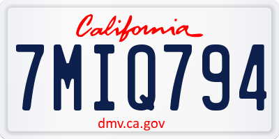 CA license plate 7MIQ794