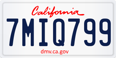 CA license plate 7MIQ799