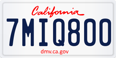 CA license plate 7MIQ800