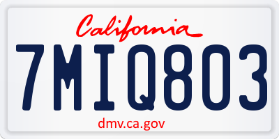 CA license plate 7MIQ803