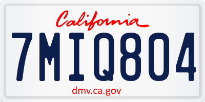 CA license plate 7MIQ804
