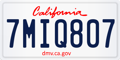 CA license plate 7MIQ807