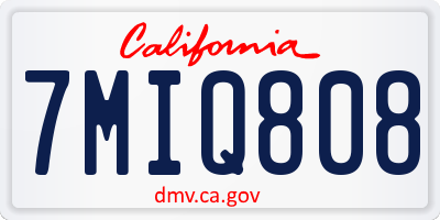 CA license plate 7MIQ808