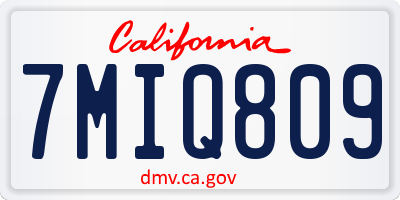 CA license plate 7MIQ809