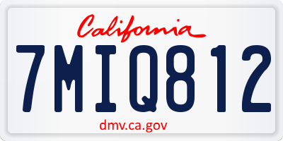 CA license plate 7MIQ812