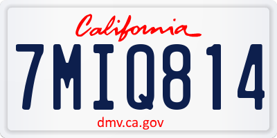 CA license plate 7MIQ814