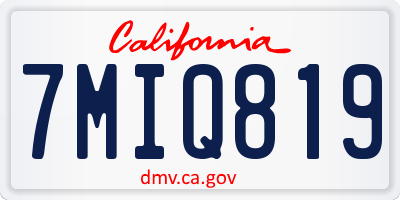 CA license plate 7MIQ819
