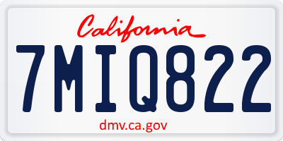 CA license plate 7MIQ822