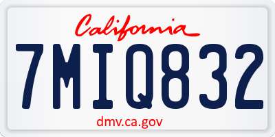 CA license plate 7MIQ832