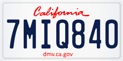 CA license plate 7MIQ840