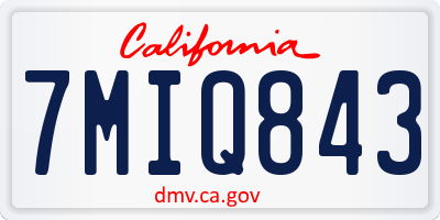 CA license plate 7MIQ843