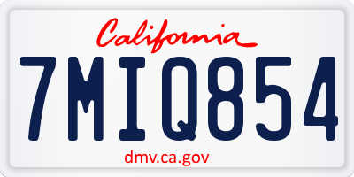 CA license plate 7MIQ854