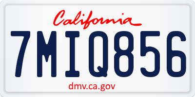 CA license plate 7MIQ856