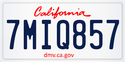 CA license plate 7MIQ857