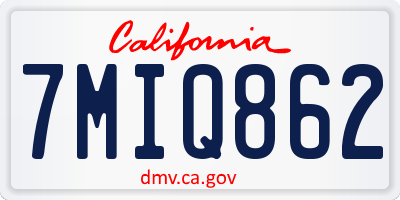 CA license plate 7MIQ862