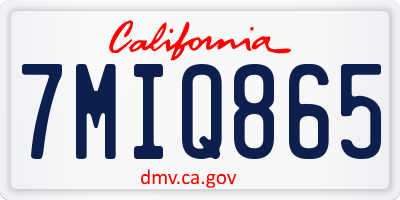 CA license plate 7MIQ865