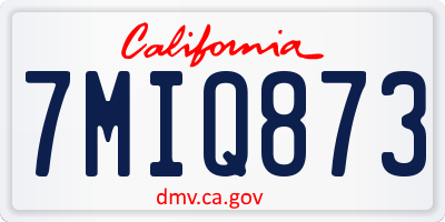 CA license plate 7MIQ873