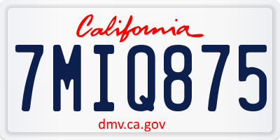 CA license plate 7MIQ875