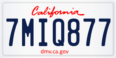 CA license plate 7MIQ877