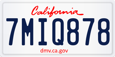 CA license plate 7MIQ878