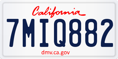 CA license plate 7MIQ882