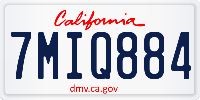 CA license plate 7MIQ884