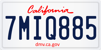 CA license plate 7MIQ885
