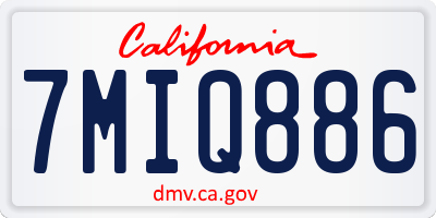 CA license plate 7MIQ886