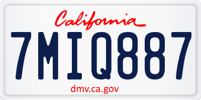 CA license plate 7MIQ887