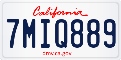 CA license plate 7MIQ889