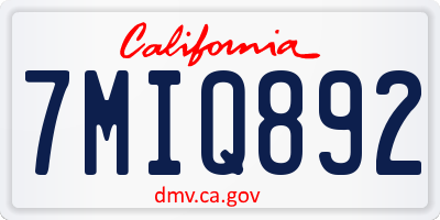 CA license plate 7MIQ892