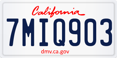 CA license plate 7MIQ903