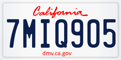CA license plate 7MIQ905