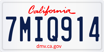 CA license plate 7MIQ914