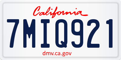 CA license plate 7MIQ921