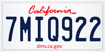 CA license plate 7MIQ922