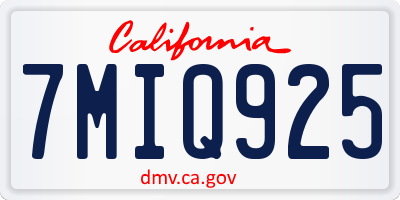 CA license plate 7MIQ925