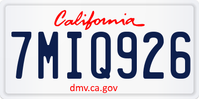 CA license plate 7MIQ926