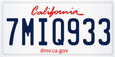 CA license plate 7MIQ933