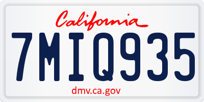 CA license plate 7MIQ935
