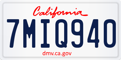 CA license plate 7MIQ940