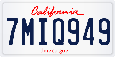 CA license plate 7MIQ949