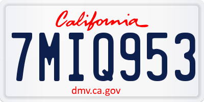 CA license plate 7MIQ953