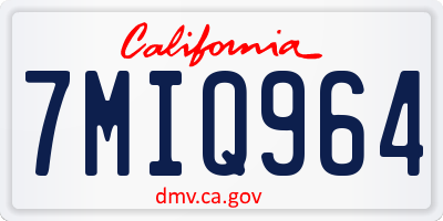 CA license plate 7MIQ964